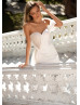 One Shoulder Beaded Ivory Lace Satin Sexy Wedding Dress